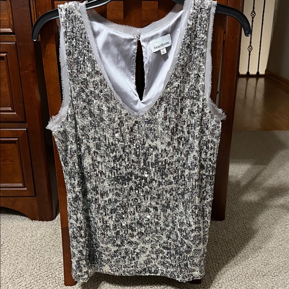 Heartloom Silver Sequin Sleeveless Blouse